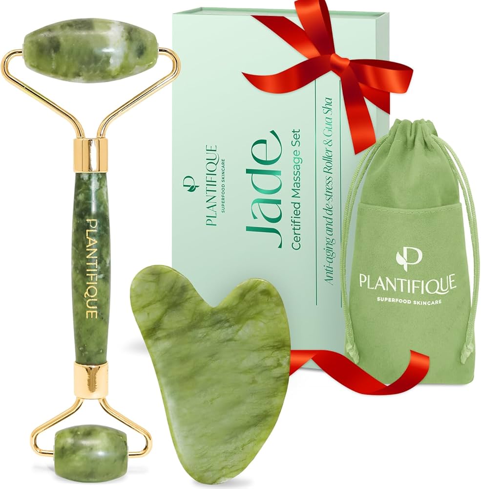 Jade Roller Set w/ Gua Sha & Konjac Facial Sponge