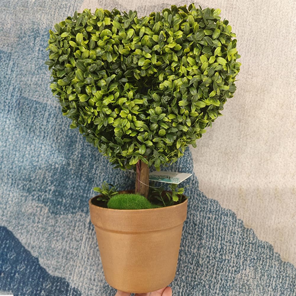 8” Heart-Shaped Artificial Boxwood Topiary Plant
