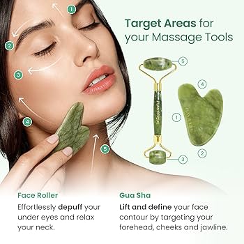 Jade Roller Set w/ Gua Sha & Konjac Facial Sponge