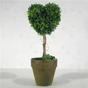 8” Heart-Shaped Artificial Boxwood Topiary Plant